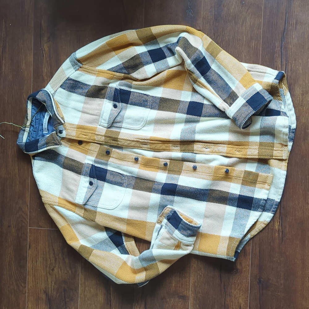 Outerknown Blanket Shirt Plaid Flannel in Saffron High Desert Size Medium